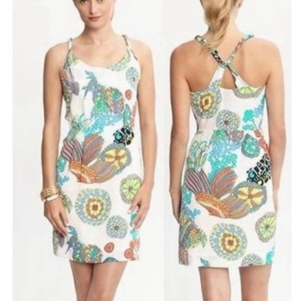 Trina Turk for Banana Republic Silk Halter Dress 4 Signature Mod Sea Life Print